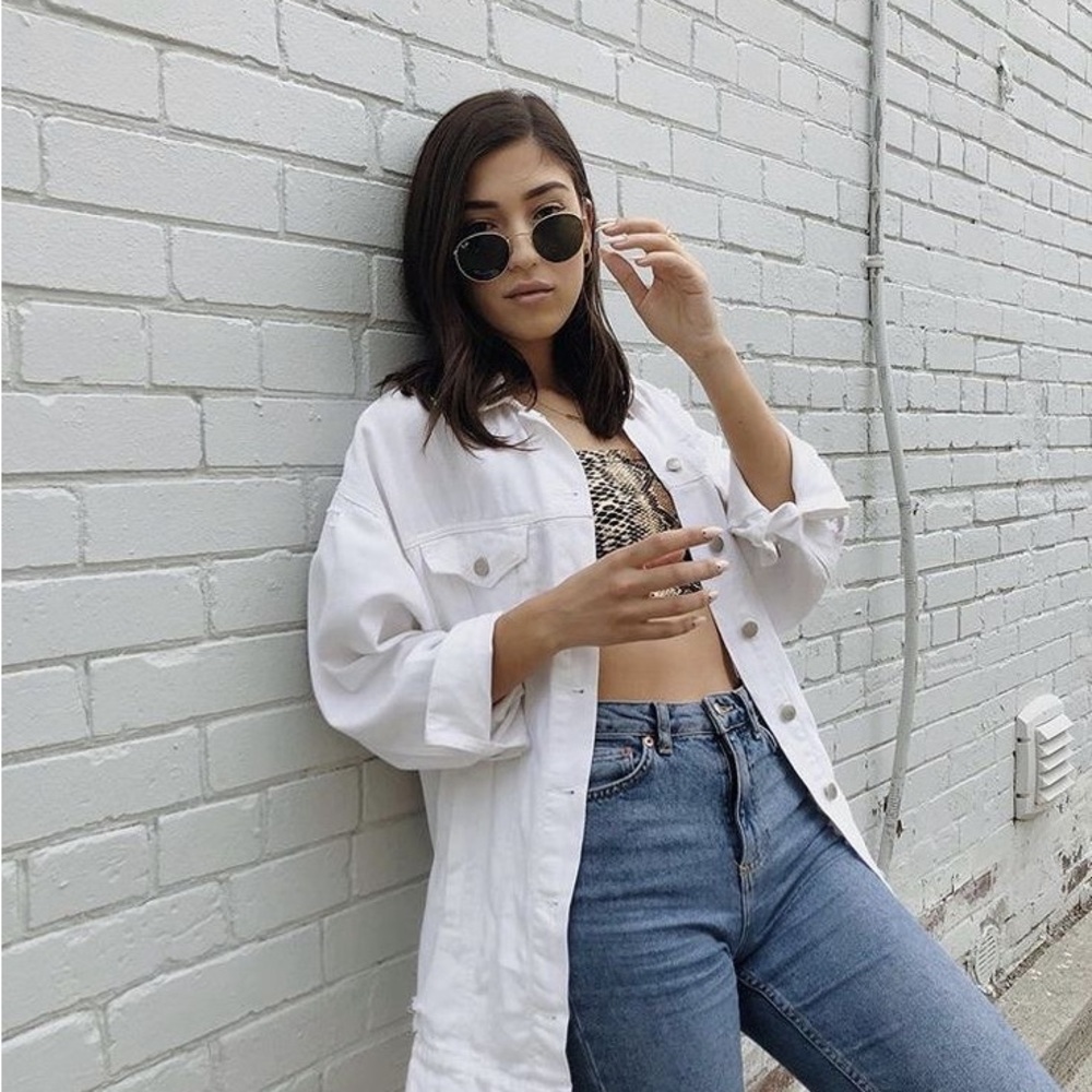 ZARA Oversized White Denim Long Coat Shacket
